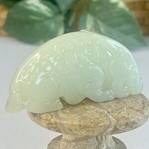 Chinese Jadeite Jade Pixiu Figurine Carved Mythical Animal Figure Statue 2.1"